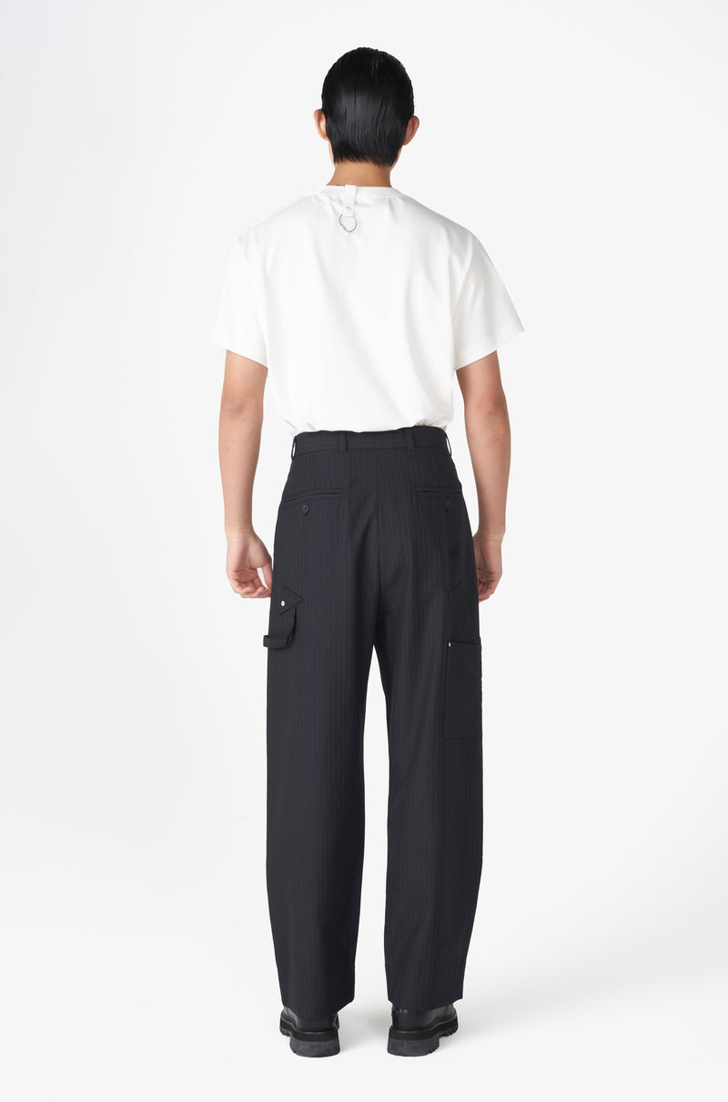 TAILORED WORKER DOUBLE KNEE TROUSERS PINSTRIPE