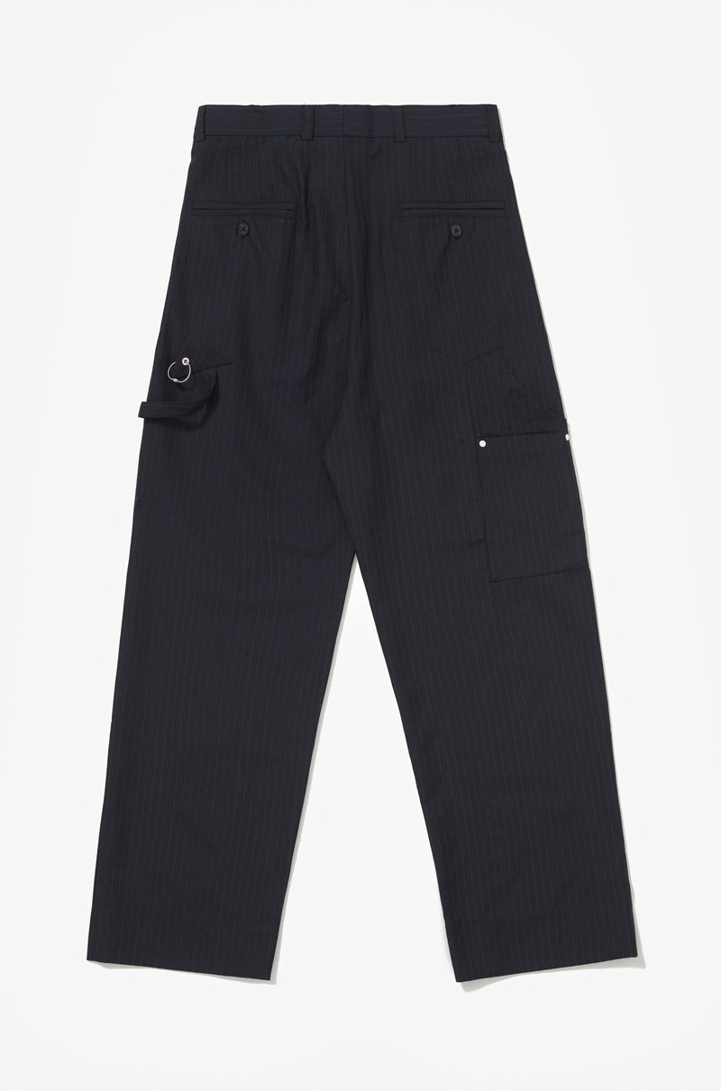 TAILORED WORKER DOUBLE KNEE TROUSERS PINSTRIPE